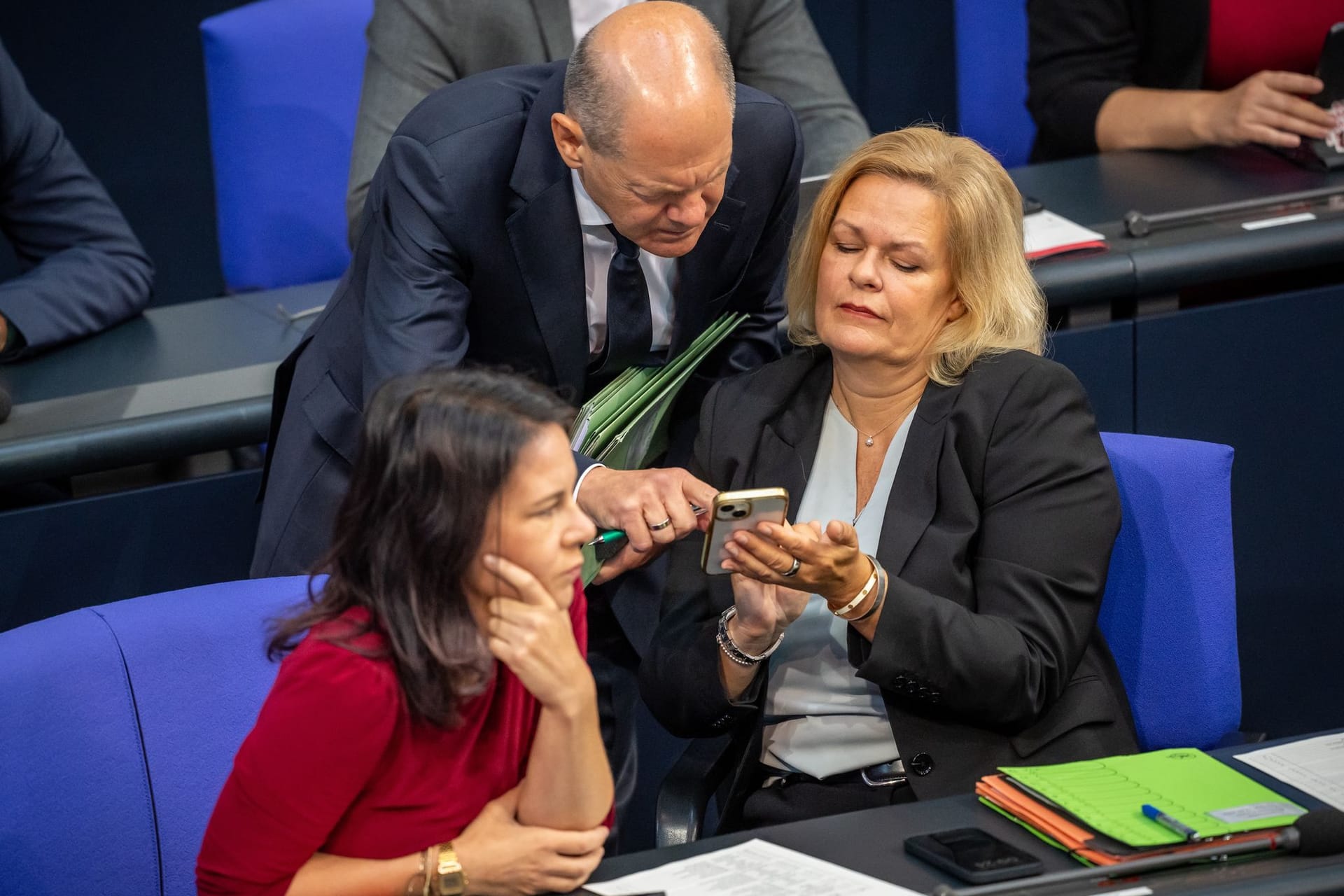 Olaf Scholz, Nancy Faeser und Annalena Baerbock