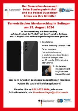 Mit diesem Plakat sucht die Polizei nach dem Handy.