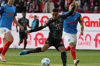 War direkt zur Stelle: Jamal Musiala beim 1:0 für die Bayern in Kiel.