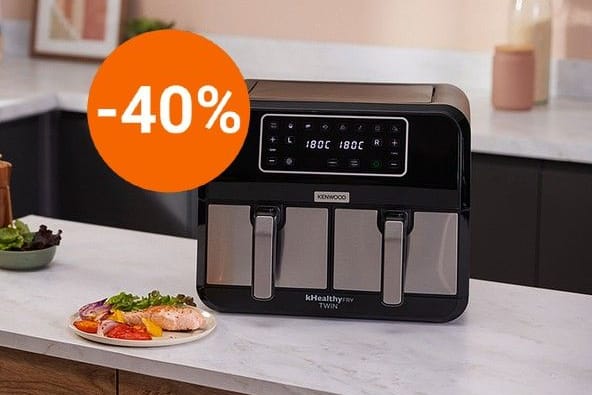 Im Aldi-Onlineshop können Sie sich heute eine Kenwood-Heißluftfritteuse mit zwei Kammern zum Rekordpreis von weniger als 90 Euro sichern.