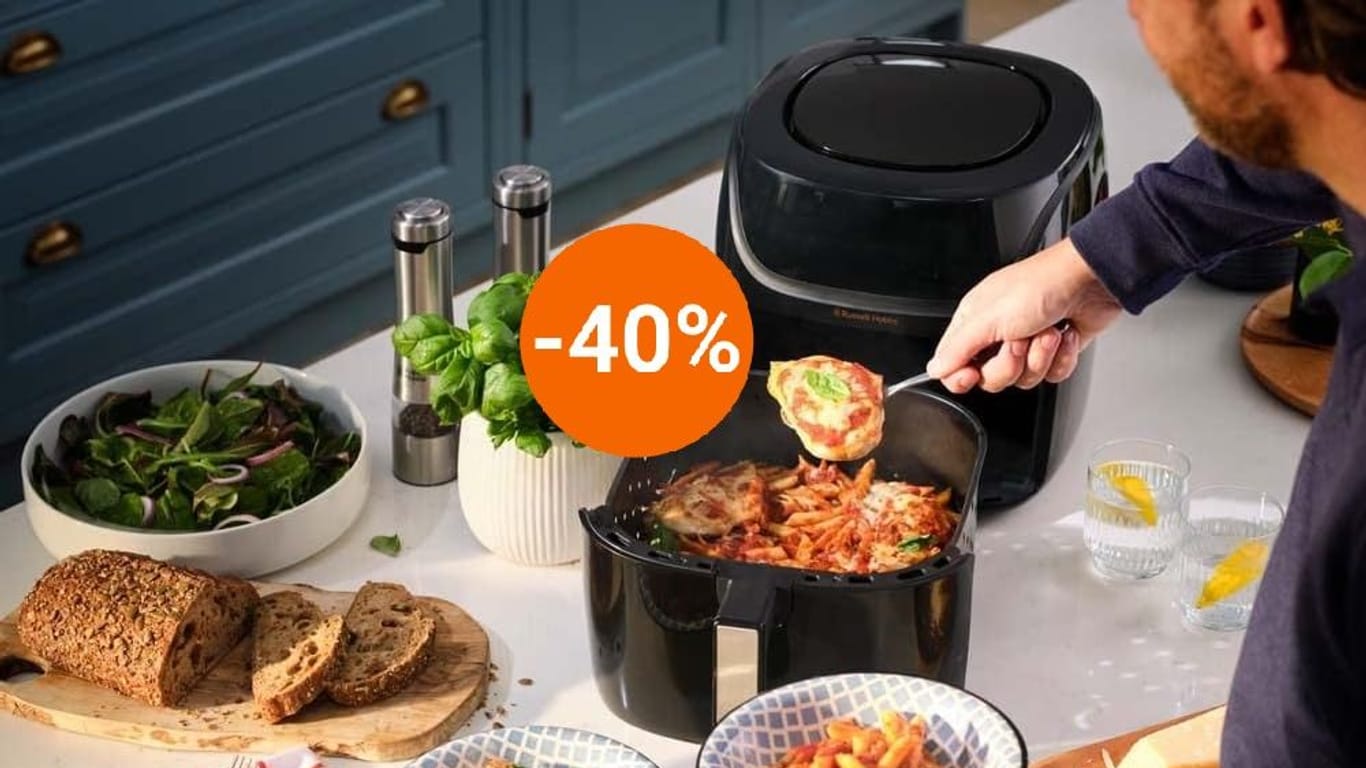 Bei Amazon erhalten Sie heute über 40 Prozent Rabatt auf eine XXL-Heißluftfritteuse von Russell Hobbs.