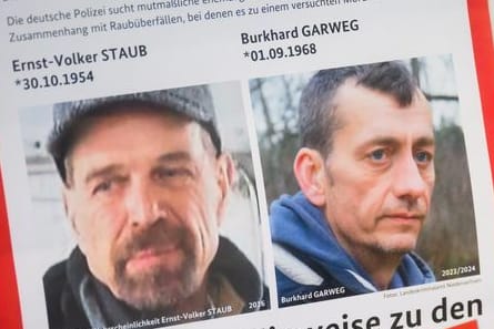 Die Polizei sucht weiterhin mit Hochdruck die beiden früheren RAF-Mitglieder Ernst-Volker Staub und Burkhard Garweg.