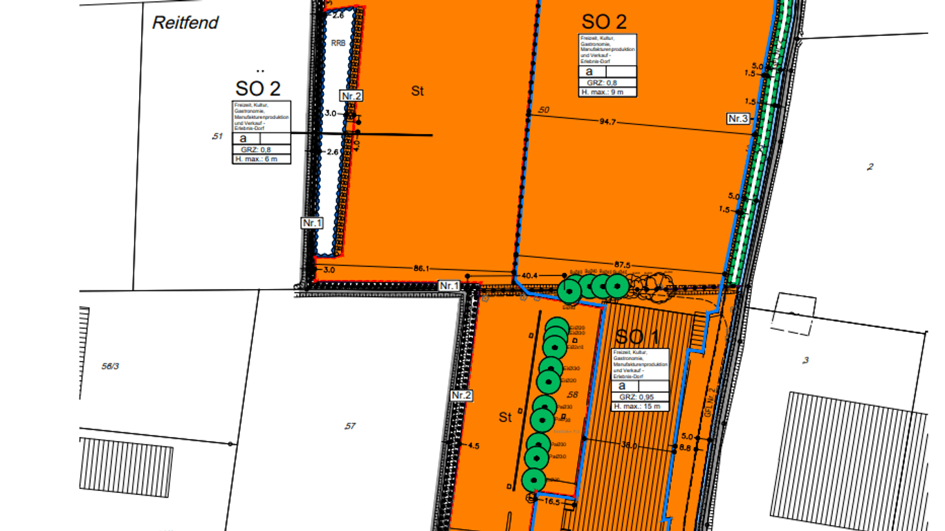 Der Bebauungsplan sieht zwei große Areale vor. Insgesamt soll das erschlossene Gebiet mehr als fünf Hektar groß sein.