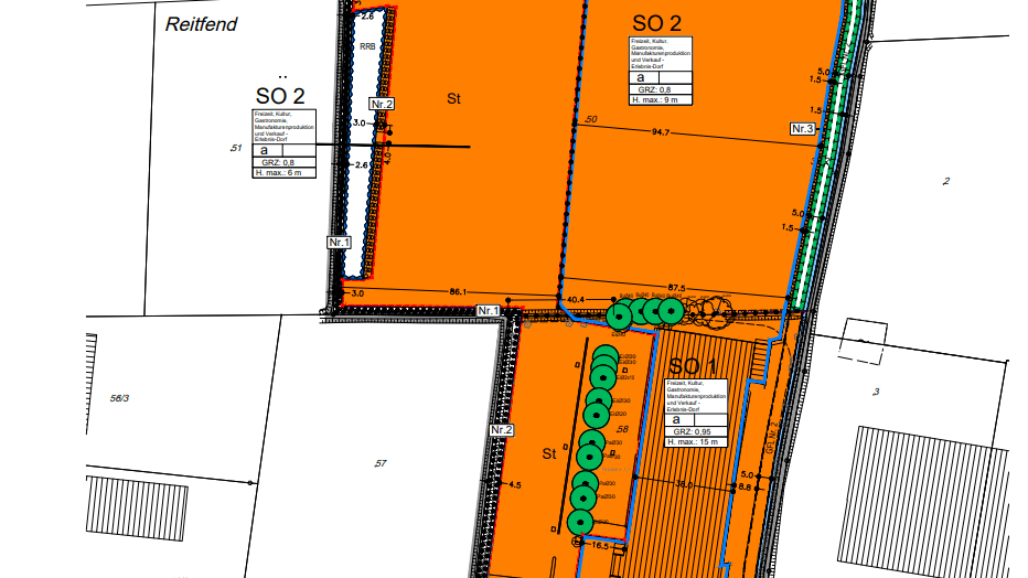Der Bebauungsplan sieht zwei große Areale vor. Insgesamt soll das erschlossene Gebiet mehr als fünf Hektar groß sein.