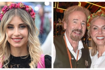 Cathy Hummels und Thomas Gottschalk mit seiner Ehefrau Thea auf der Wiesn (Montage).