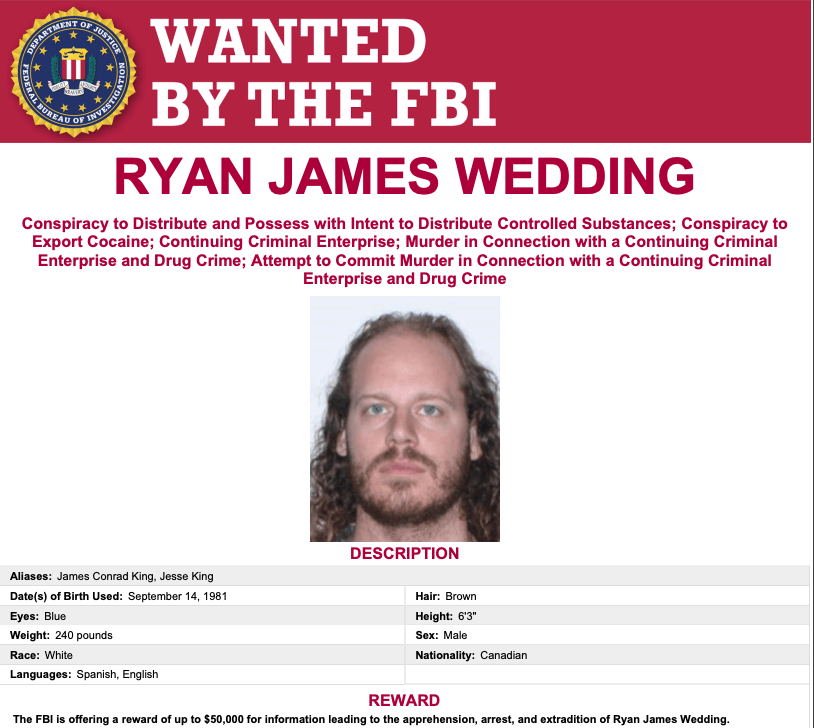 Das Fahndungsplakat des FBI zeigt Ryan Wedding: Er soll Chef eines Drogenkartells sein.