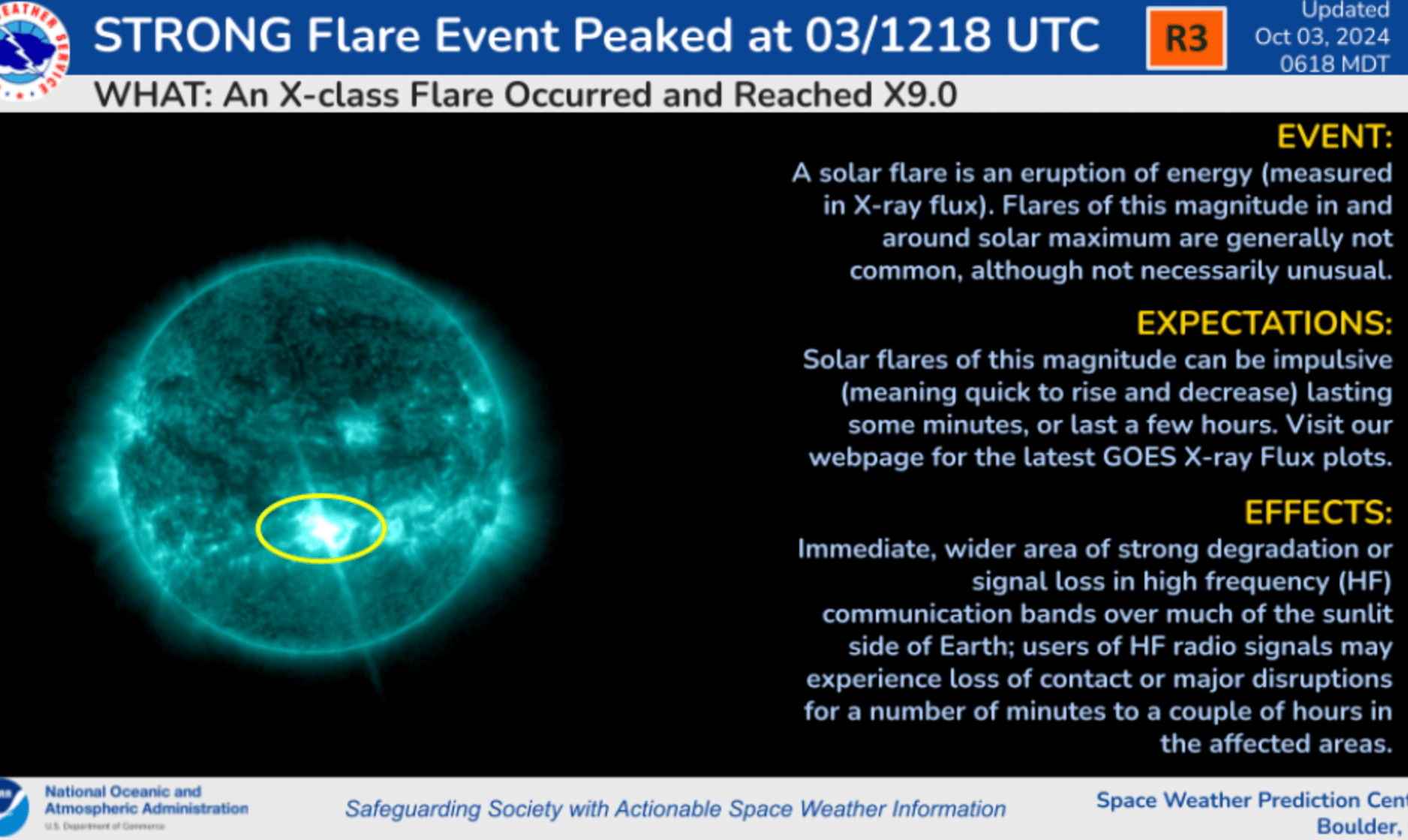 Die NOAA hat eine geomagnetische Sturmwarnung herausgegeben.