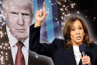 Donald Trump (l) und Kamala Harris: Sie kämpfen erbittert um die Swing States.