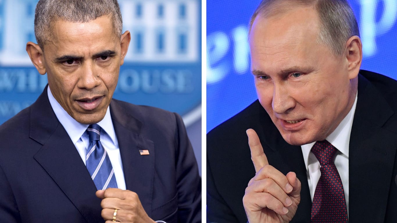 Die Bildmontage zeigt den damaligen US-Präsidenten Barack Obama und sein russisches Pendant Putin (Archivbild).