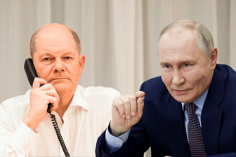 Bundeskanzler Olaf Scholz (SPD, l.) und Wladimir Putin (Montage): Der Umgang der Bundesregierung mit Russland wirke auf ihn "planlos", sagt Russlandexperte Jens Siegert.