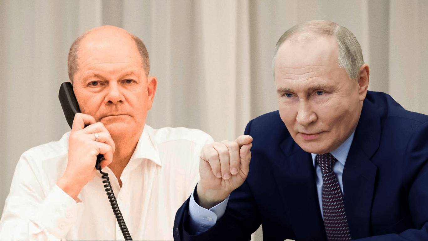 Bundeskanzler Olaf Scholz (SPD, l.) und Wladimir Putin (Montage): Der Umgang der Bundesregierung mit Russland wirke auf ihn "planlos", sagt Russlandexperte Jens Siegert.