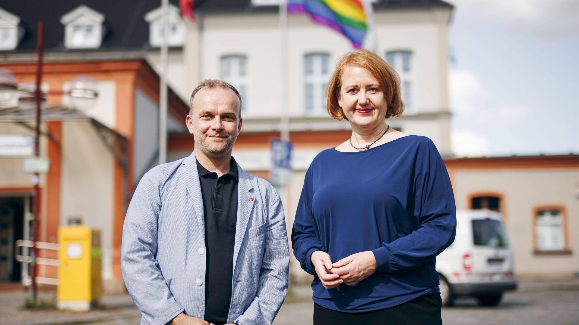 Neubrandenburgs ehemaliger OB Silvio Witt mit Bundesfamilienministerin Lisa Paus (SPD).