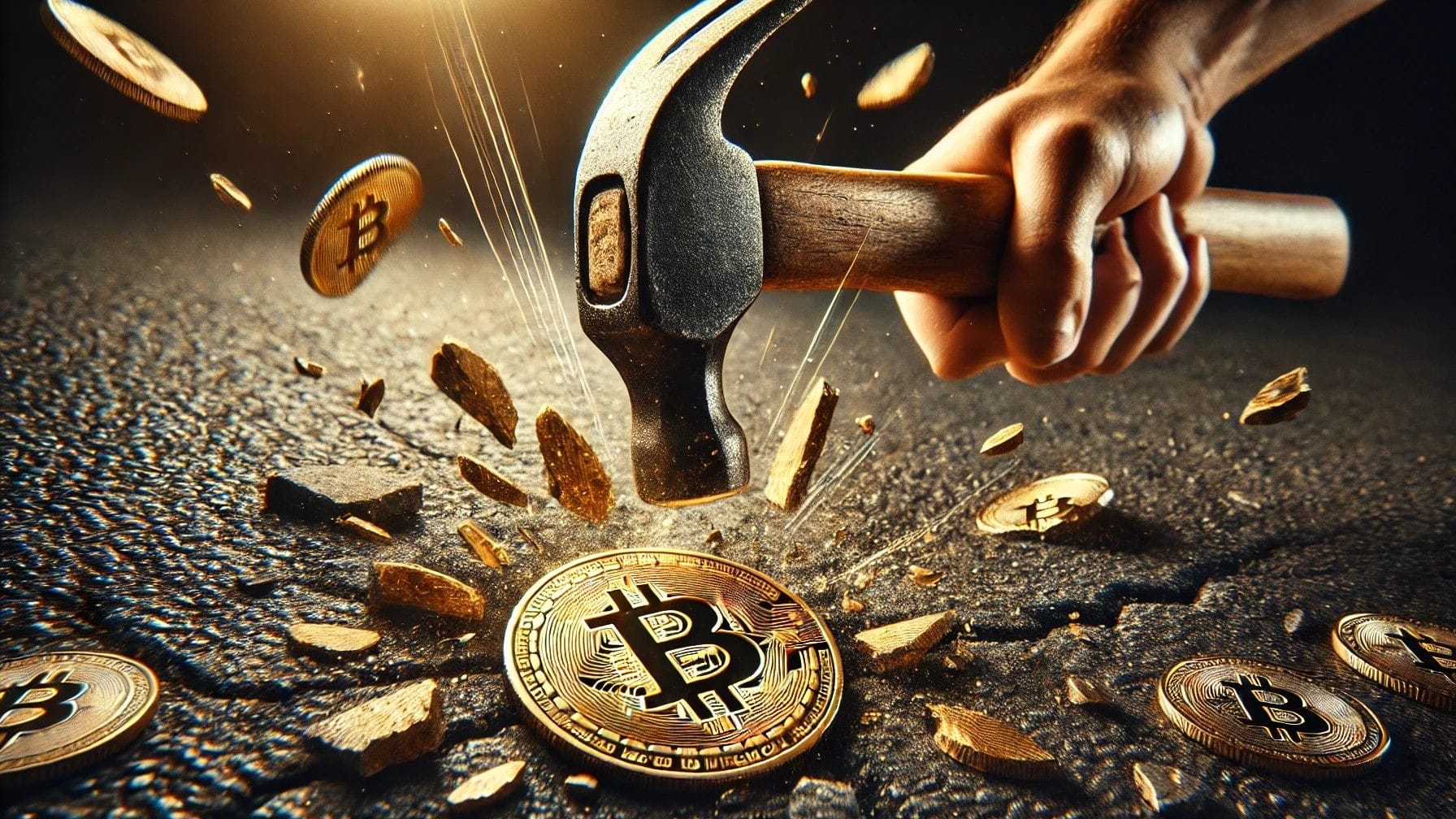 Hammer zertrümmert Bitcoin