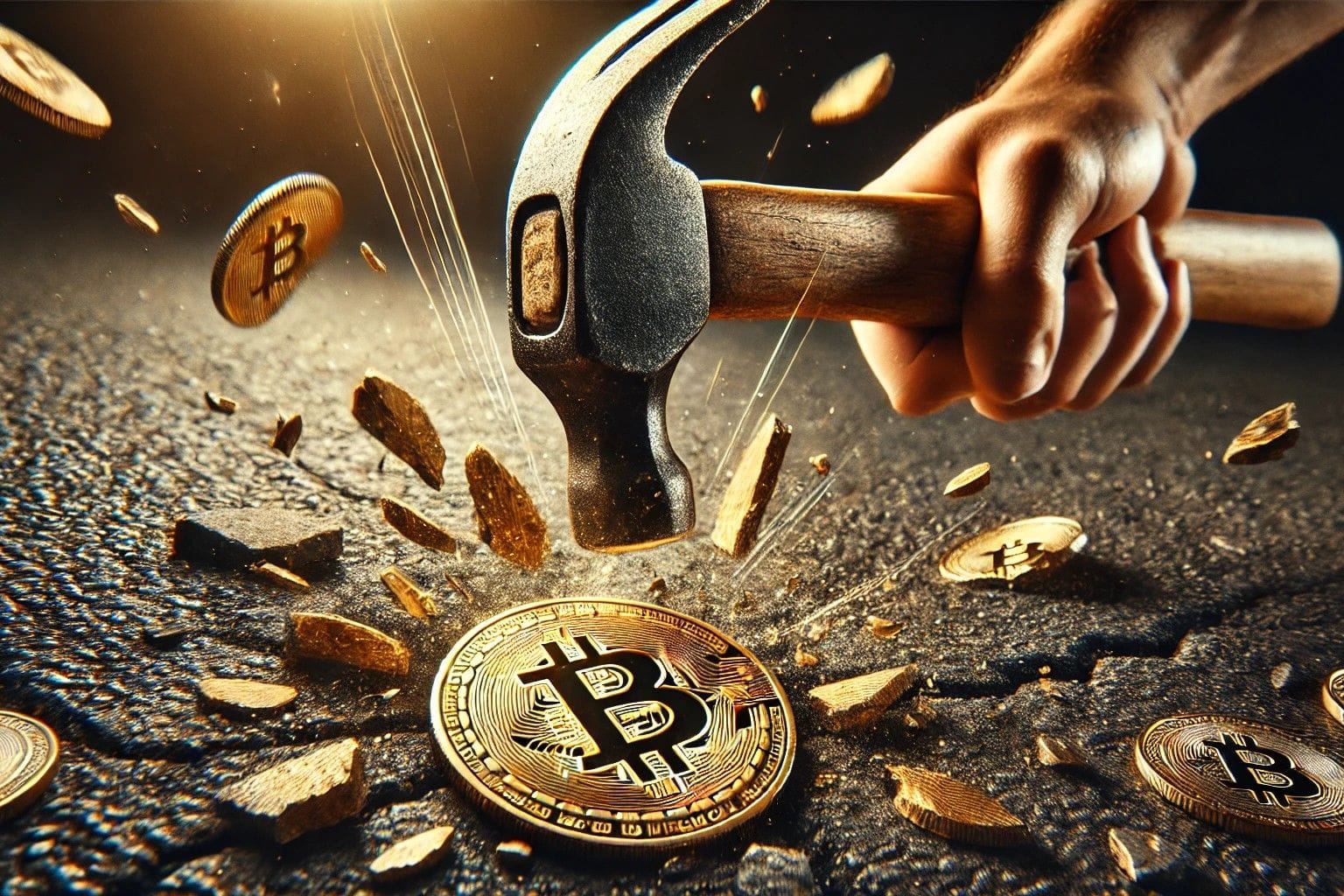 Hammer zertrümmert Bitcoin