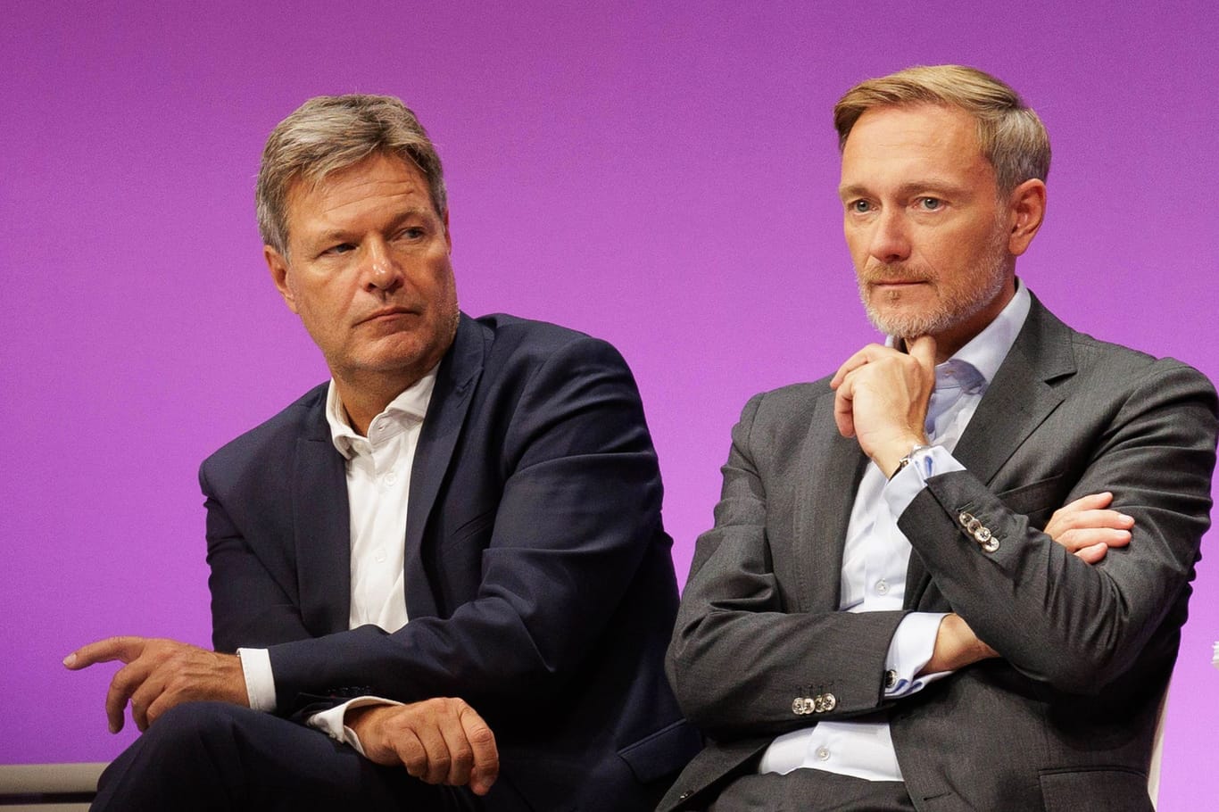 Streiten über die Wirtschaftspolitik: Minister Habeck und Lindner