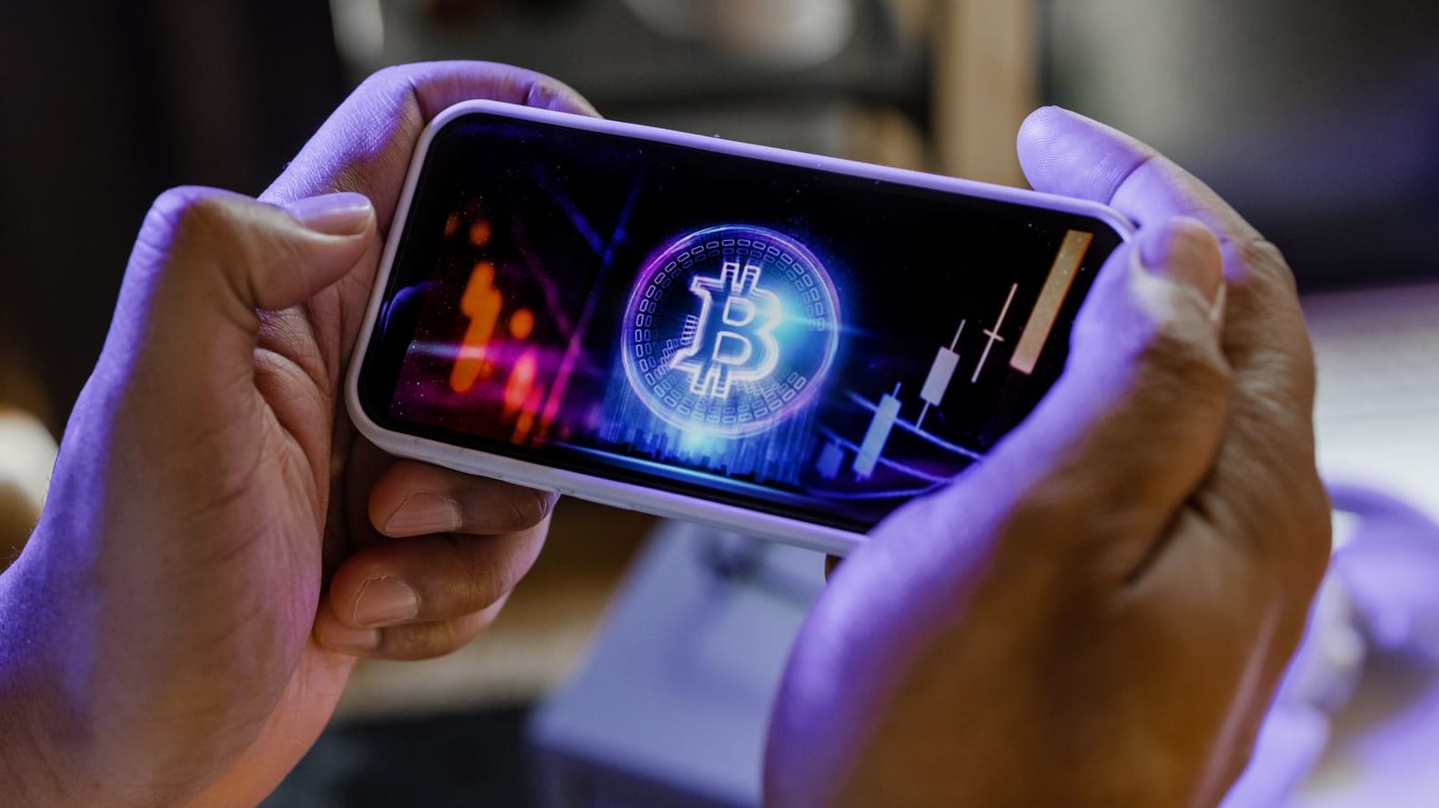 Bitcoinhandel mit einer App auf dem Handy