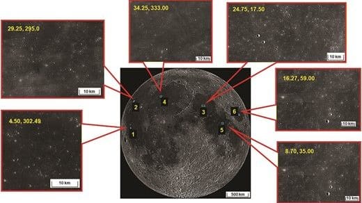 An diesen Stellen auf der Mondoberfläche untersuchten die Forscher die Veränderungen der Temperatur.