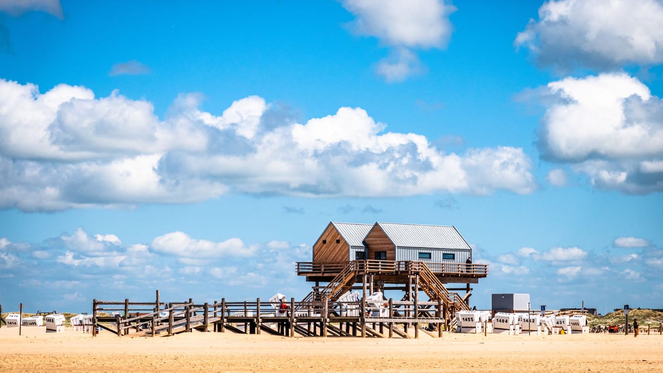 Am Strand von St. Peter-Ording in Schleswig-Holstein