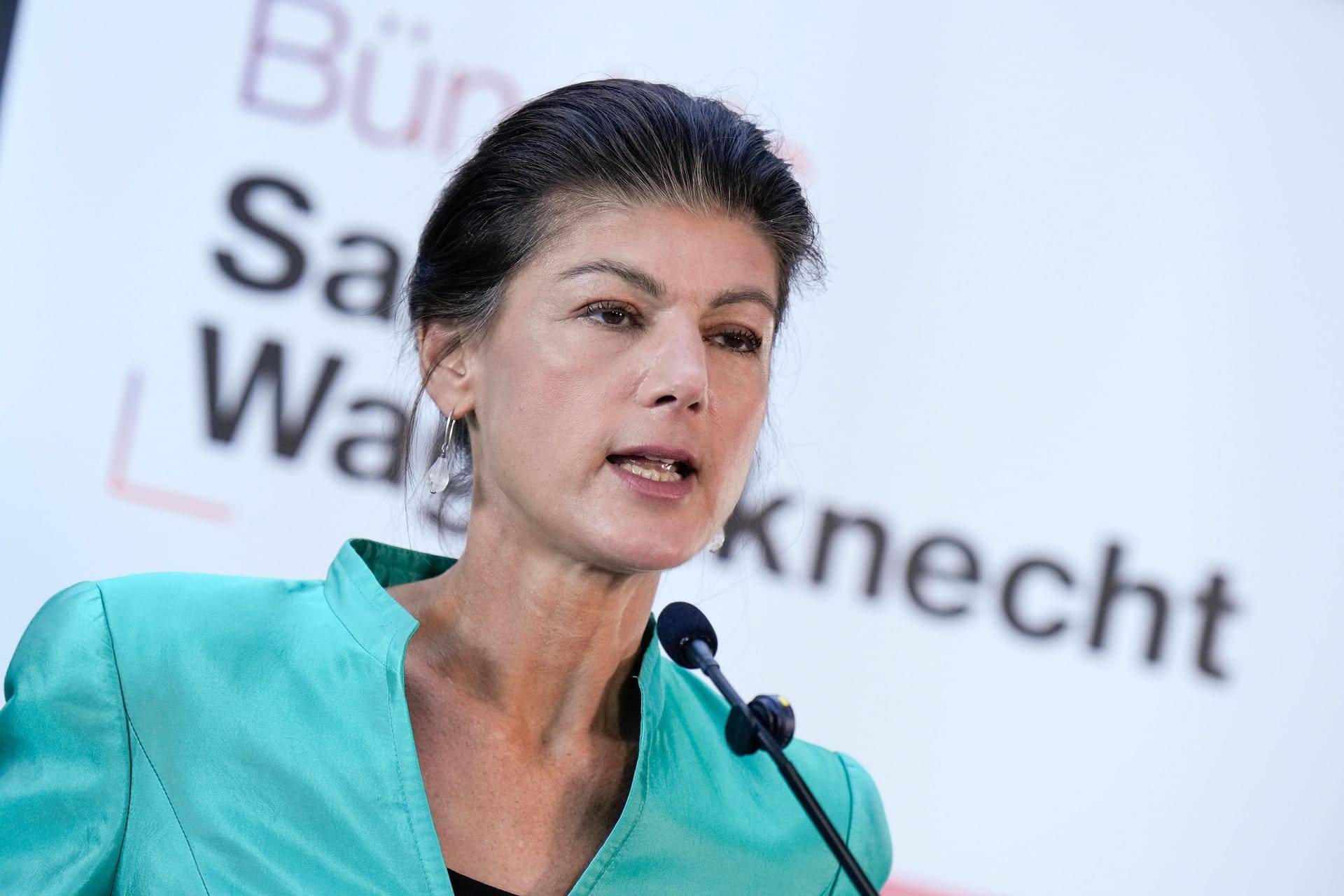 Sahra Wagenknecht bei einer Pressekonferenz: Der SPD-Außenpolitiker Michael Roth warnt vor ihr.