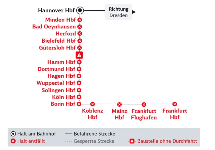 Schlechte Nachrichten für Kölner Bahnfahrer: Die IC-Direktverbindung zwischen Köln und Dresden entfällt für mehrere Wochen.