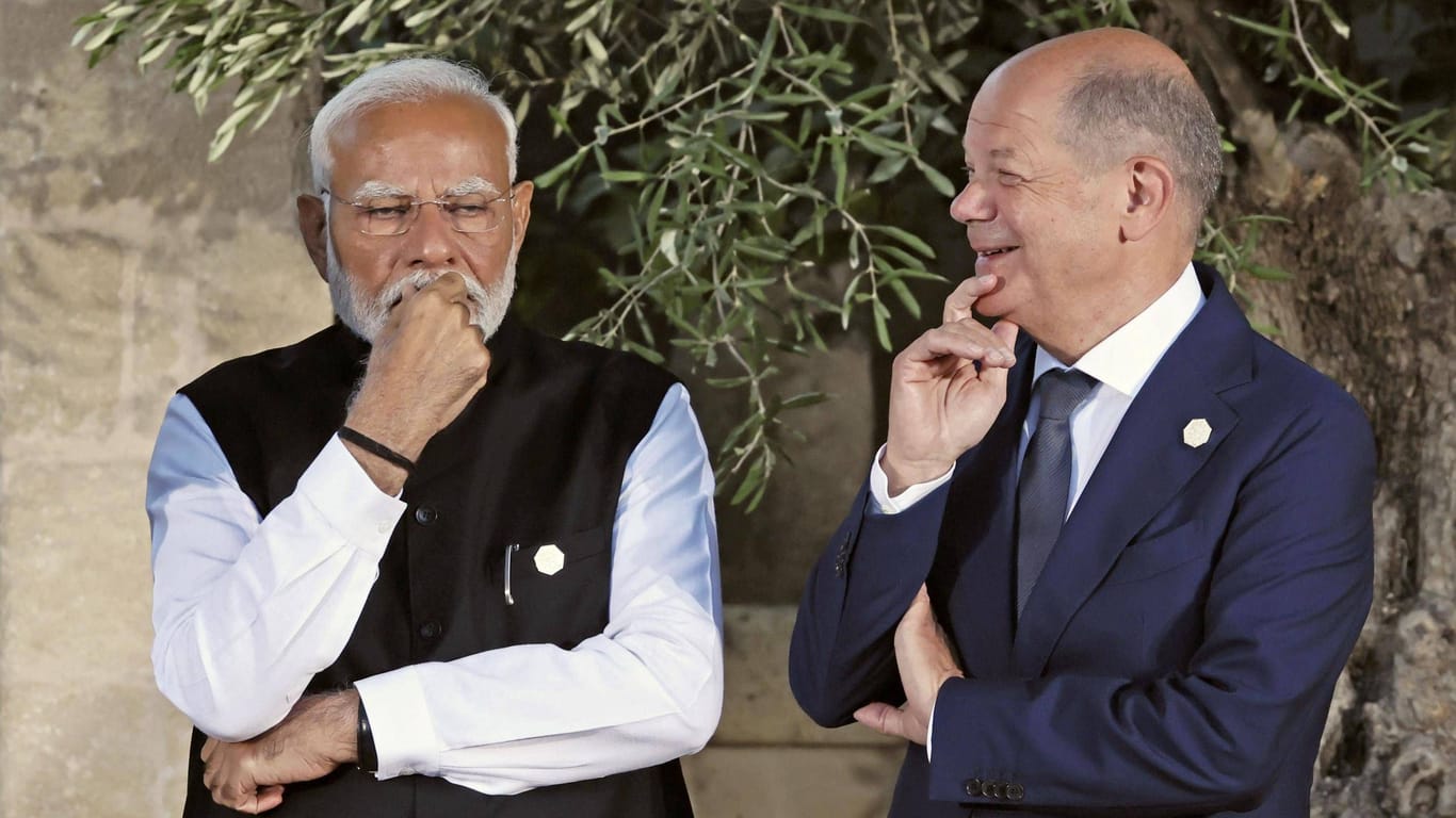 Narendra Modi und Olaf Scholz: Deutschland umwirbt Indien.