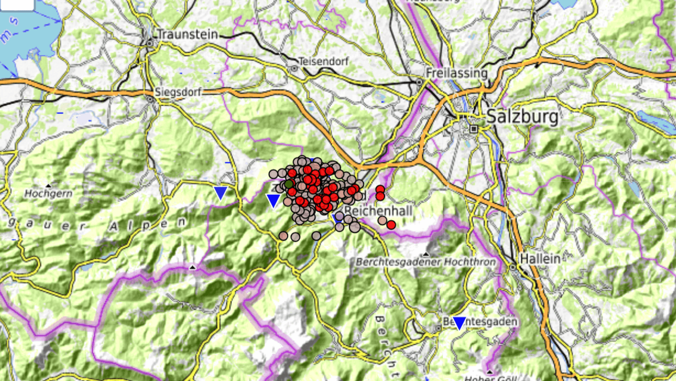 Bewegte Erde im mittleren Berchtesgadener Land. Ein Blick auf die Karten des Erdbebendienstes Bayern.