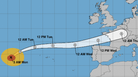 Der voraussichtliche Pfad des Hurrikans "Kirk": Der Sturm zieht auf Europa zu.