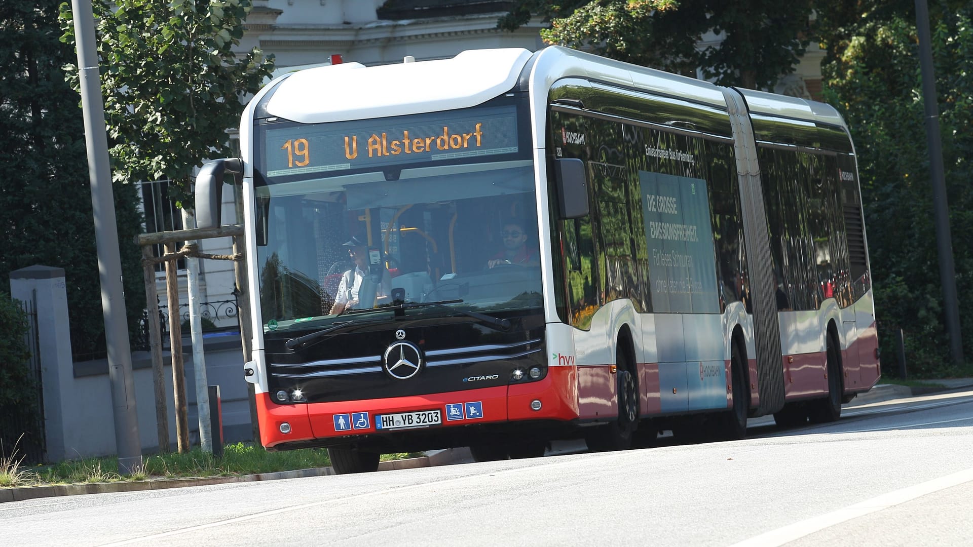 Ein Bus der Linie 19 steht an einer Haltestelle (Symbolbild): Viele Fahrten in Hamburg sind nicht pünktlich.