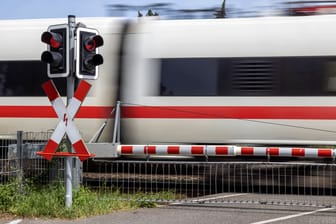 Ein ICE fährt über einen Bahnübergang (Symbolbild): Bei Osnabrück wurde auf einen der Schnellzüge der Deutschen Bahn geschossen.