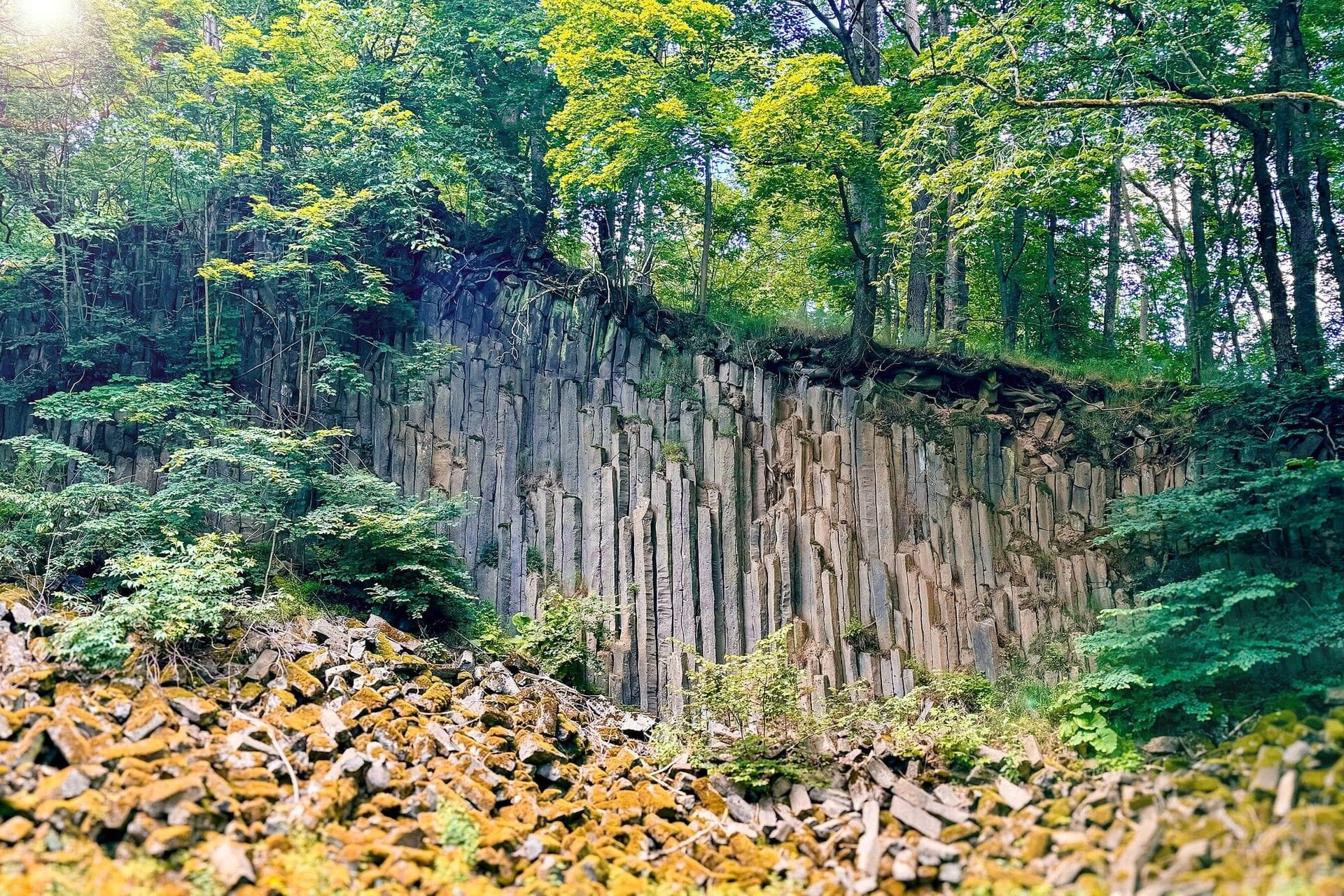 Der Geißkopf bei Wölferbütt: Die Blockhalde entstand beim Zerfall großer Basaltsäulen.