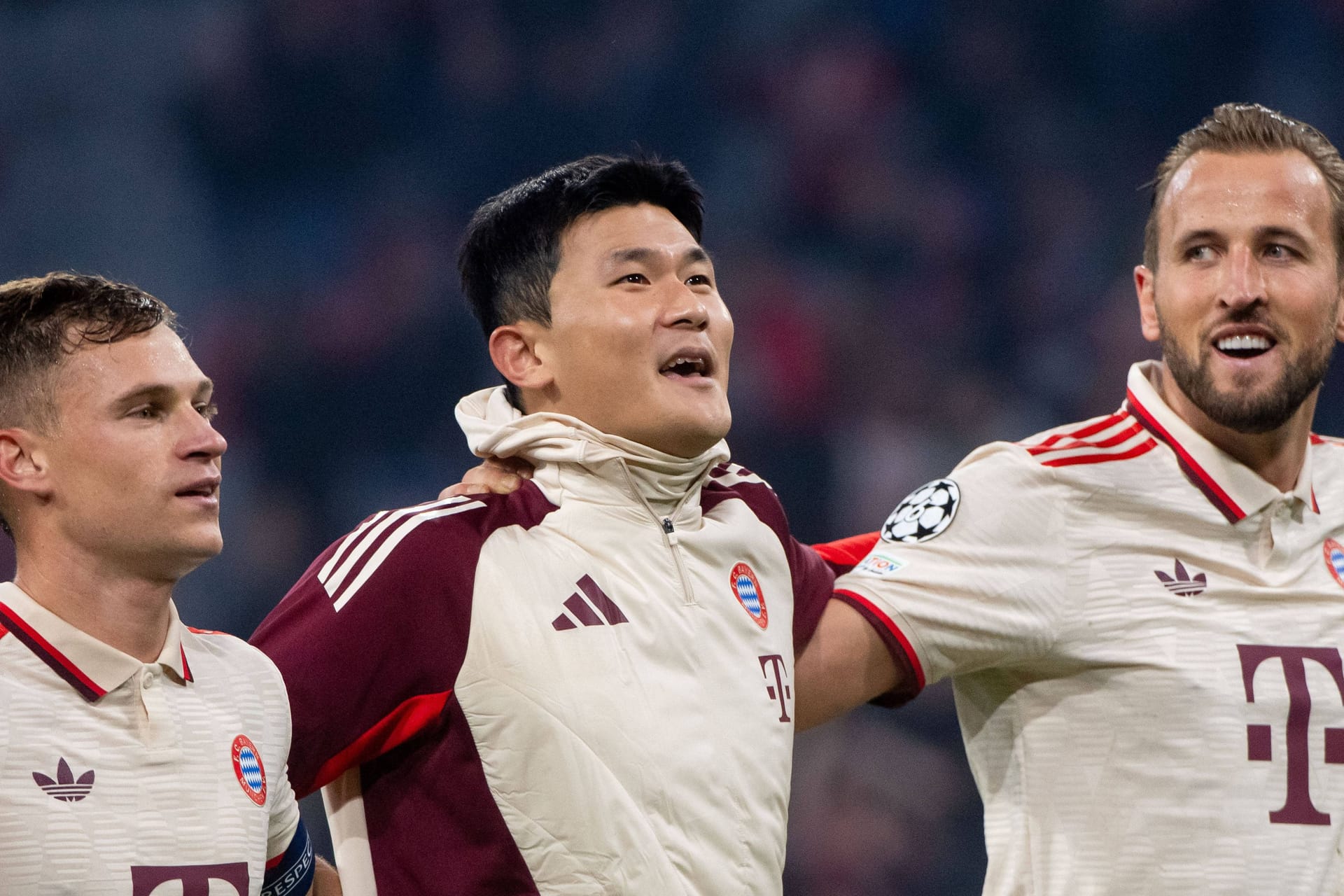 Joshua Kimmich, Min-jae Kim und Harry Kane (v. l. n. r.): Sie sind Stammspieler beim FC Bayern.