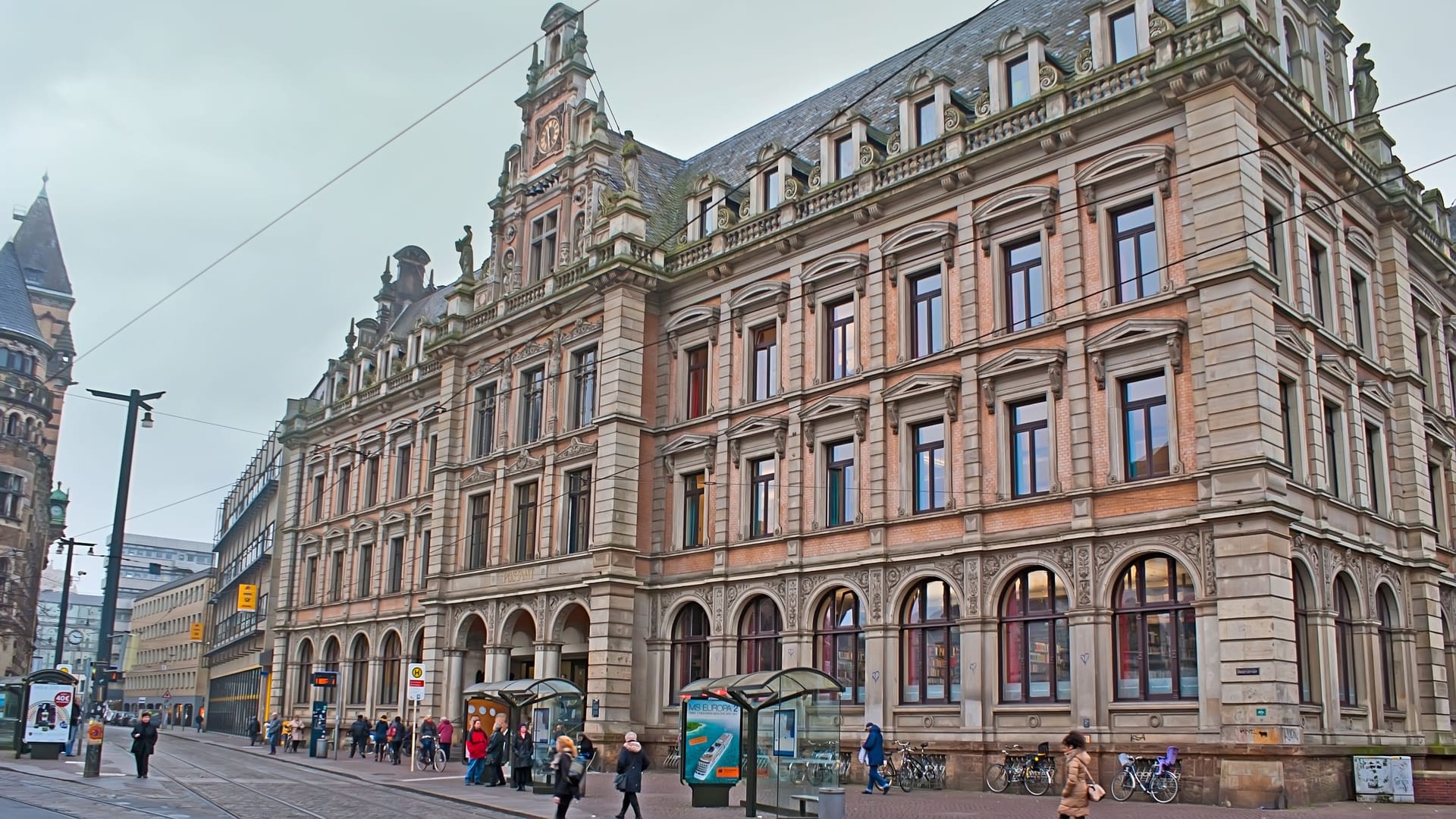 The urban scene in citycenter of Bremen, Germany