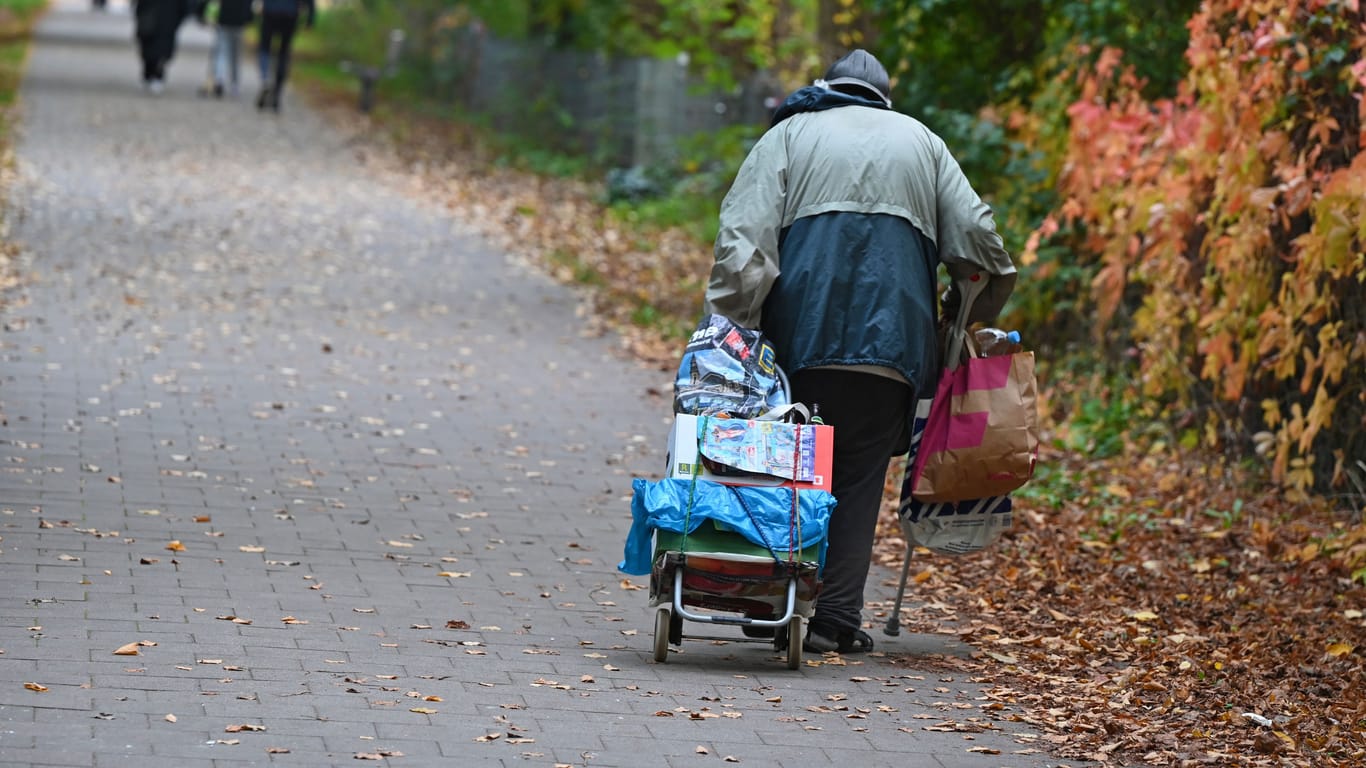 Eine obdachlose Person geht durch Hamburg (Symbolbild): Das Winternotprogramm stellt Hunderte zusätzliche Übernachtungsplätze bereit.