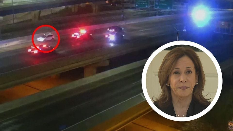 Kamala Harris' Kolonne wurde von einem Geisterfahrer überrascht.