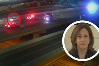 Kamala Harris' Kolonne wurde von einem Geisterfahrer überrascht.