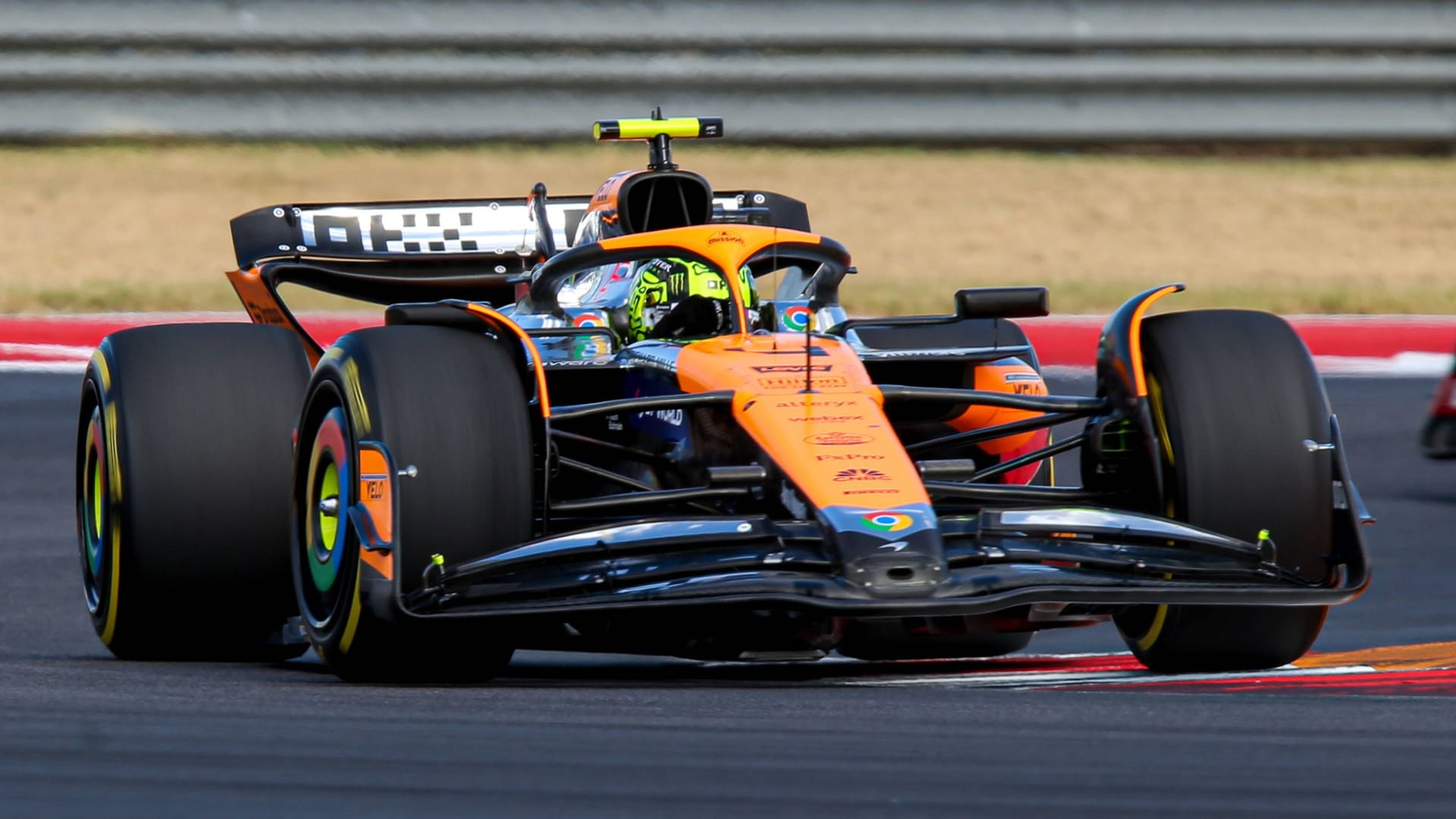 Lando Norris auf der Strecke in Austin: Der McLaren-Pilot fuhr Bestzeit.