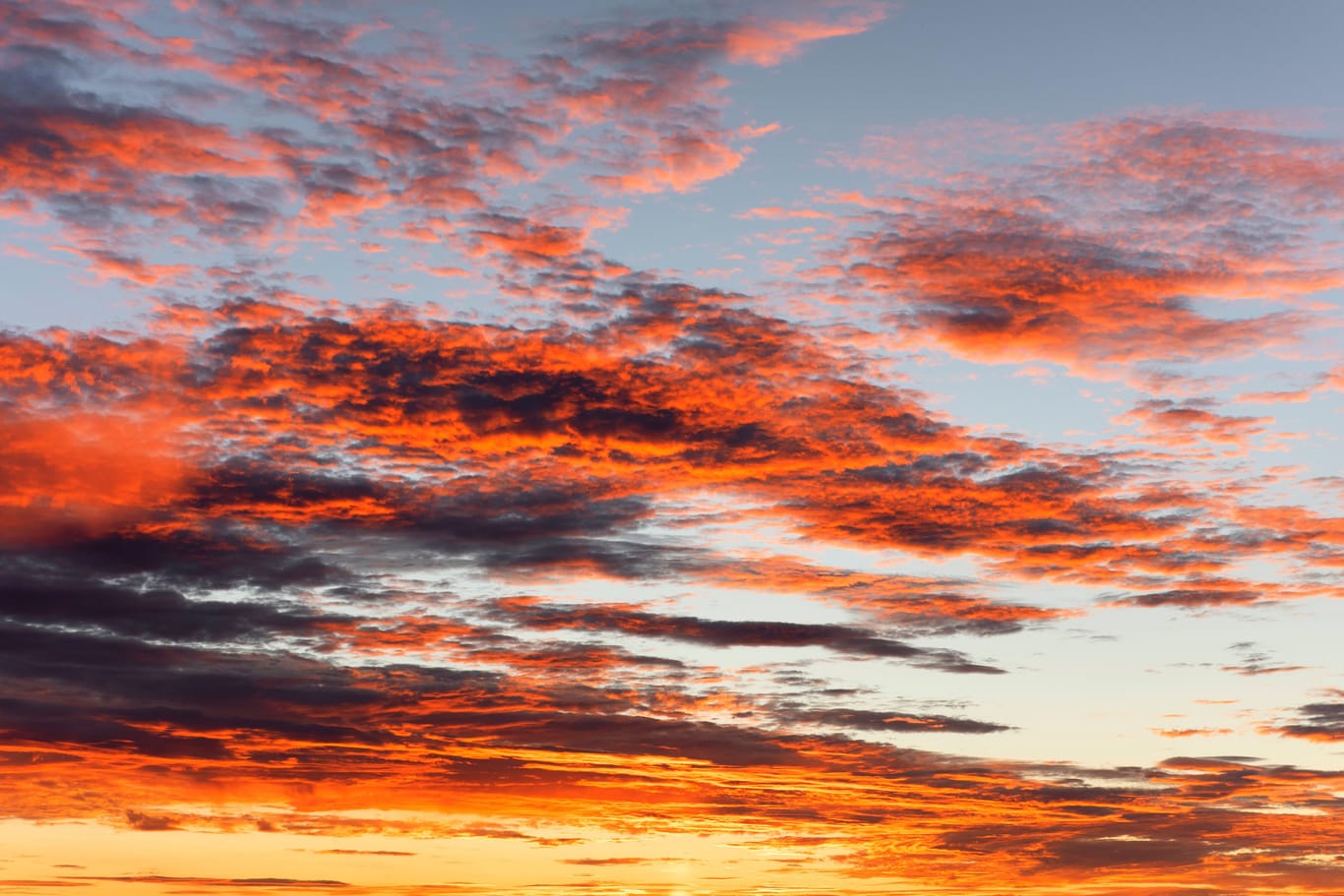 Mehrere Wolken vor einem Sonnenuntergang (Archivbild): Die ersten Wetterprognosen zum 11.11. in Köln lassen auf außergewöhnlich hohe Temperaturen schließen.