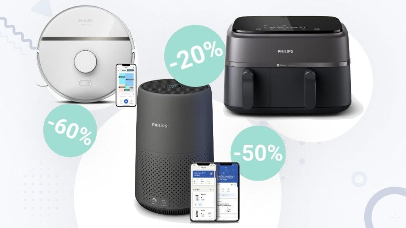 Philips-Angebote bei Amazon: Der Onlineriese reduziert Saugroboter, Airfryer und mehr radikal.