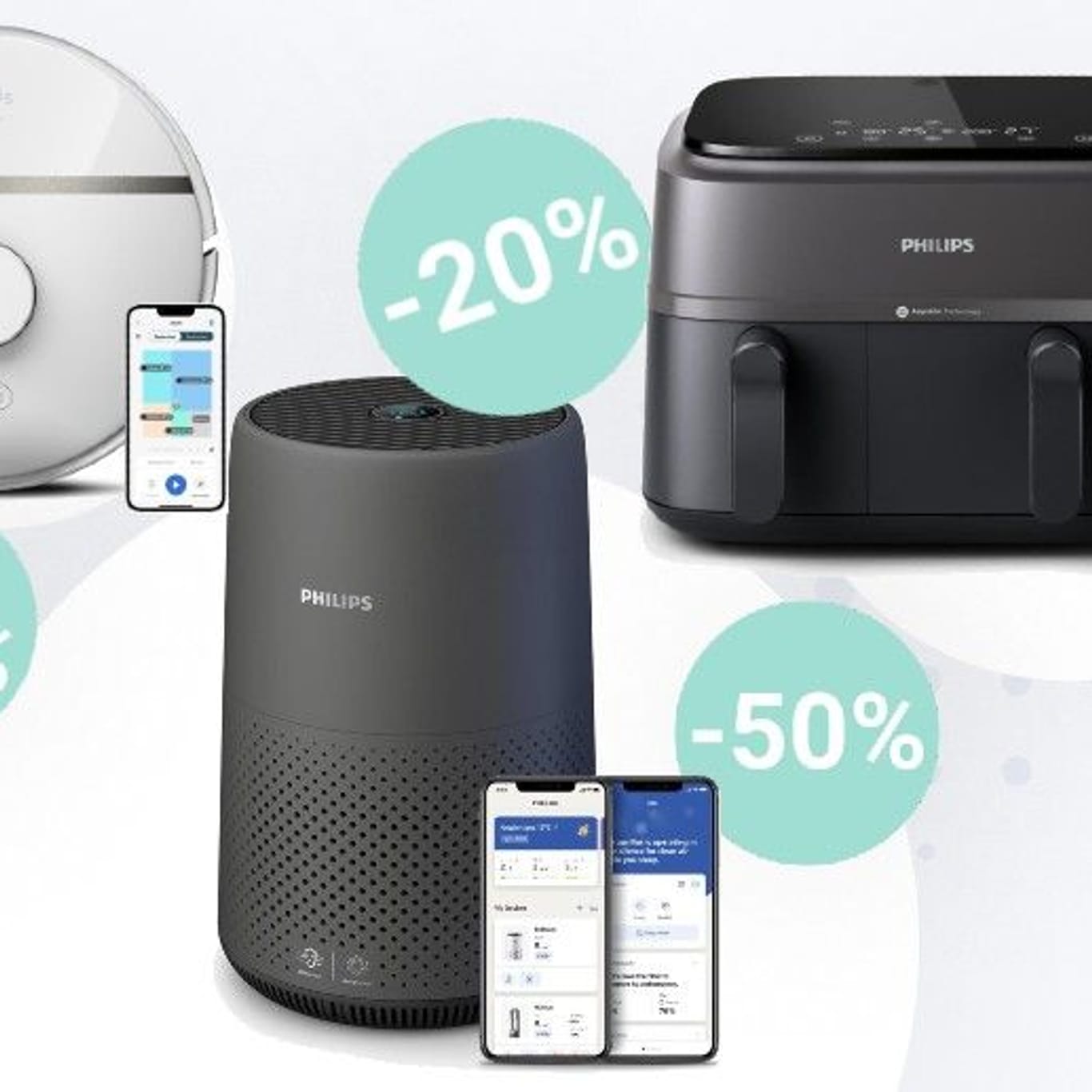 Philips-Angebote bei Amazon: Der Onlineriese reduziert Saugroboter, Airfryer und mehr radikal.