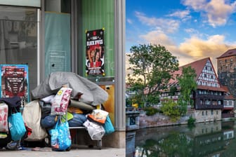 Der leer stehende City Point in der Breiten Gasse (l.) und die Pegnitz in der Altstadt (r.): Eine Influencerin schimpft im Netz über Nürnberg – viele halten dagegen.