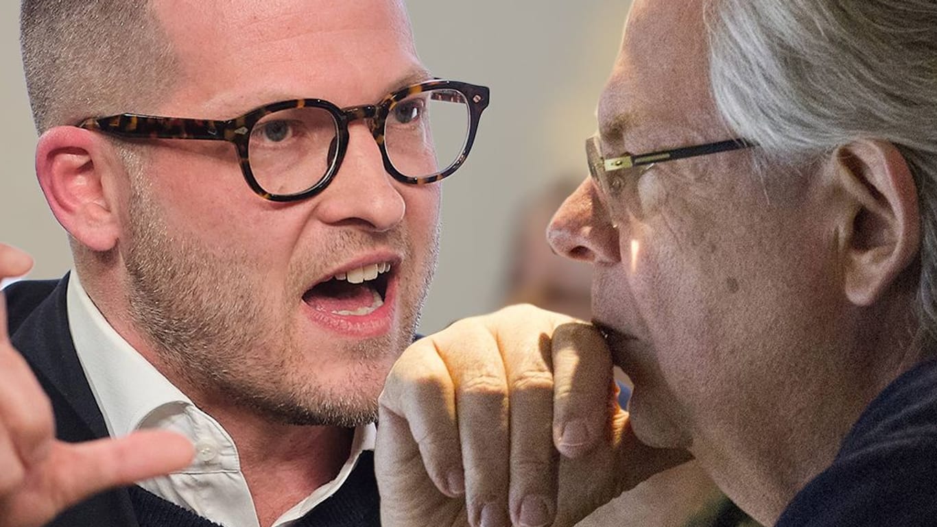 Ex-"Bild"-Chef Julian Reichelt (l.) und der "Nius"-Investor: Frank Gotthardt steckte Millionen in den Sender – während sein Vermögen rasant schrumpft.