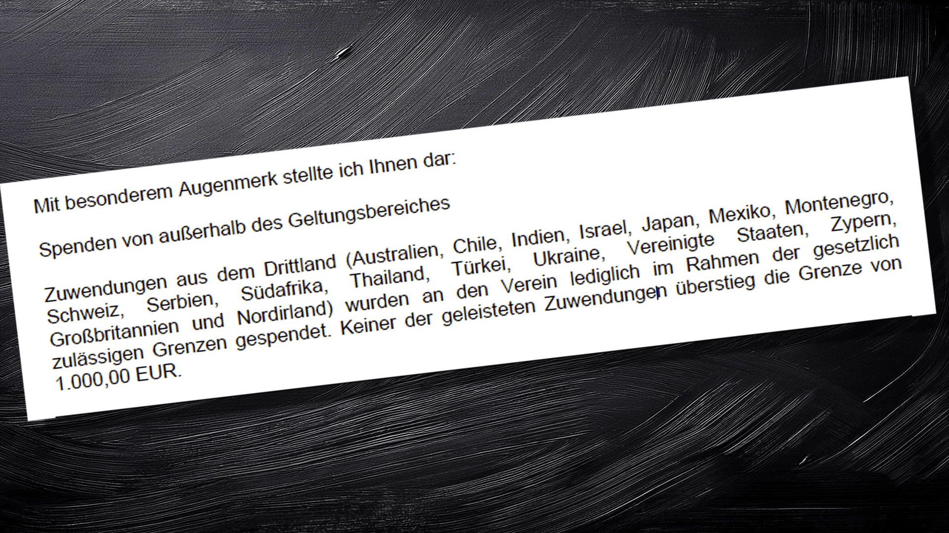 Aus der Mitteilung des Wirtschaftsprüfers ergeben sich auch größere Spenden aus dem Ausland - keine davon aus Russland