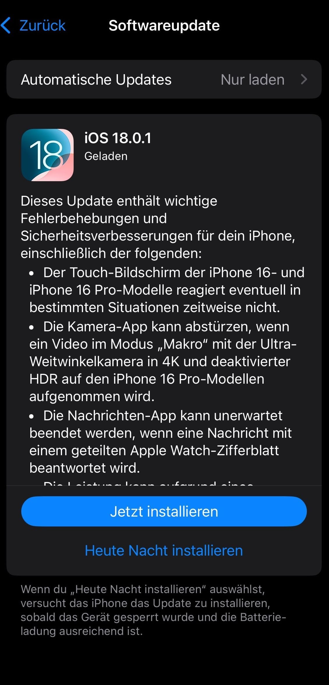 In den Release-Notes hat Apple die Verbesserungen zusammengefasst.