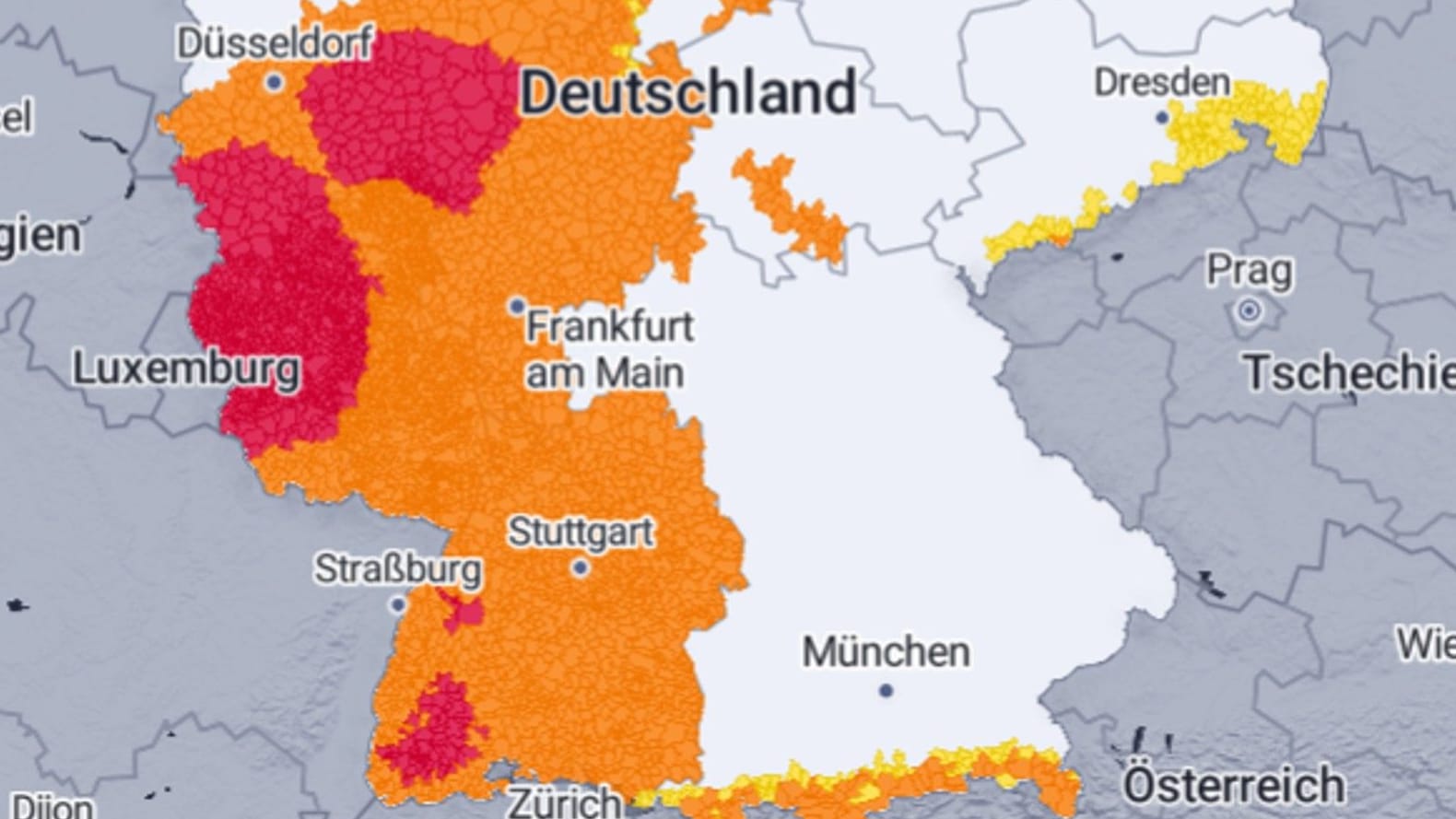 Aktuelle Unwetterwarnungen: Betroffen sind weite Teile Deutschlands.