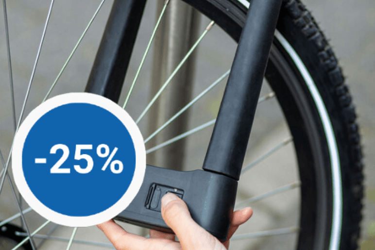 Aktuell im Aldi-Onlineshop: Sichern Sie Ihr Fahrrad oder E-Bike mit dem reduzierten Bügelschloss mit Fingerabdrucksensor von Prophete.