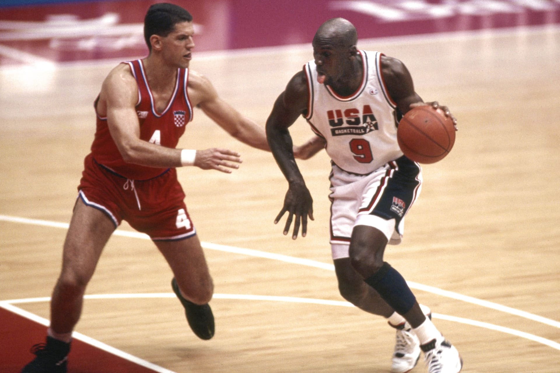 Dražen Petrović und Michael Jordan 1992