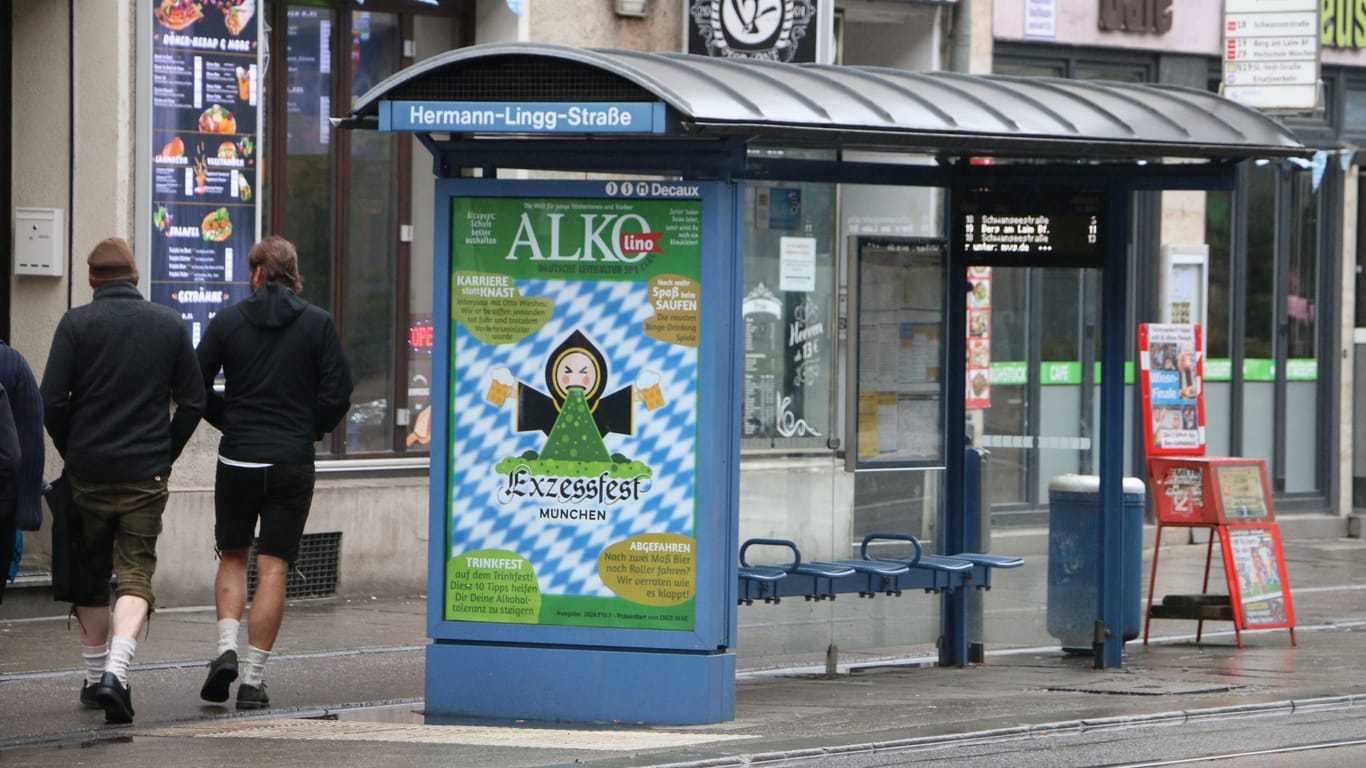 Eines der aufgehängten Plakate: Die Aufmachung ist eine Anspielung an das Kindermagazin "Geolino".