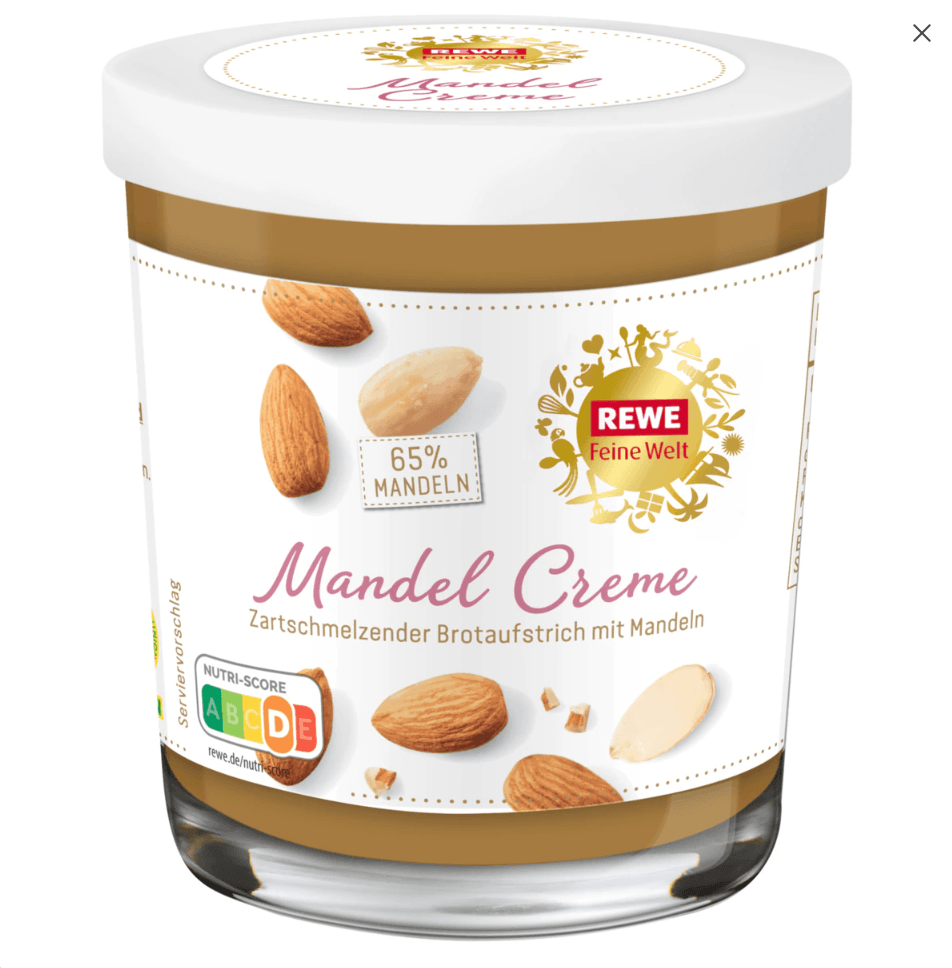 Die Mandel Creme kann Haselnuss-Paste enthalten.