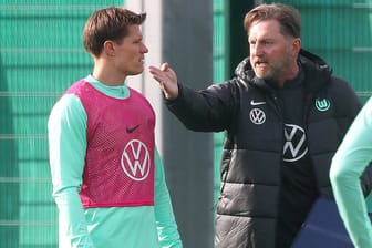 Gesprächsbedarf: Wolfsburgs Behrens (li.) und Trainer Hasenhüttl.