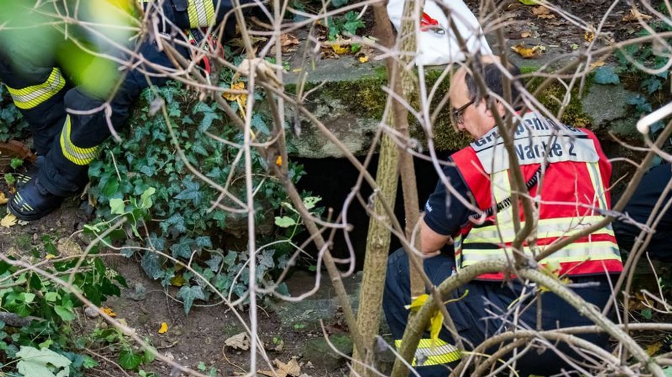 In Mainz: Einsatzkräfte sind nach dem Fund einer Leiche in einem historischen Schacht an der Bastion Martin im Einsatz.